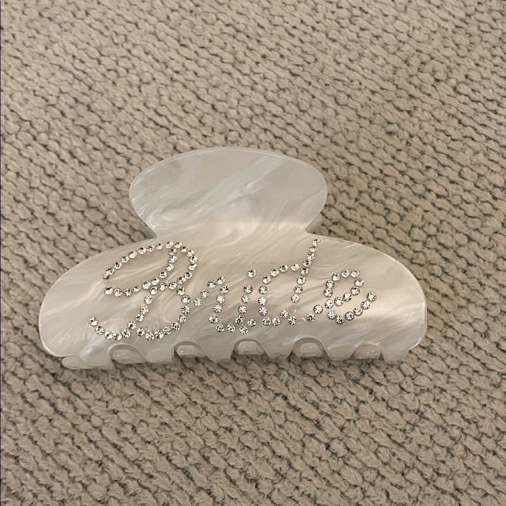 Bride White Hair Clip with Rhinestone Accents